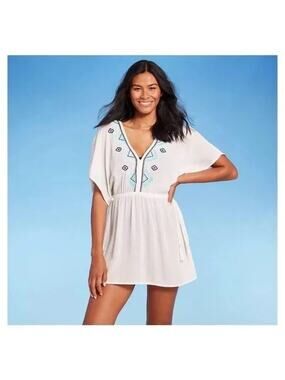 NWT Kona Sol White embroidered Swim Suit cover up dress